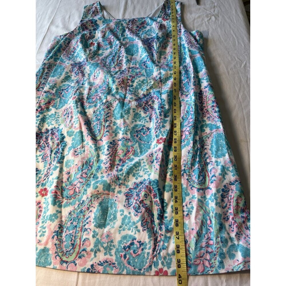 Talbots Plus Sleeveless Shift Dress 20W Pink Blue Beach Cruise Vacation Resort - Picture 5 of 7